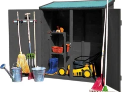 Promadino Gartenschränke|Geräteschrank groß Anthrazit Holz (BxTxH) 149 x 77 x 164 cm