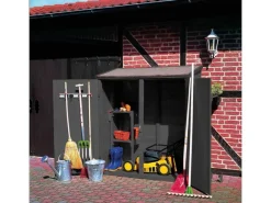 Promadino Gartenschränke|Geräteschrank groß Anthrazit Holz (BxTxH) 149 x 77 x 164 cm