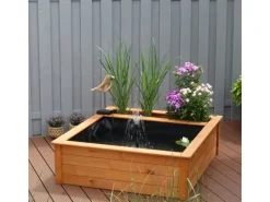 Promadino Teichfolien|Rund Um Den Teich|Hochteich mit 4 Pflanzzonen inkl. Pumpe (LxBxH) 146 x 146 x 40 cm