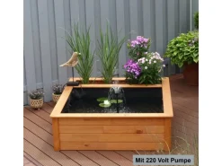 Promadino Teichfolien|Rund Um Den Teich|Hochteich mit 4 Pflanzzonen inkl. Pumpe (LxBxH) 146 x 146 x 40 cm