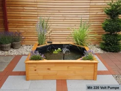 Promadino Teichfolien|Rund Um Den Teich|Hochteich mit 4 Pflanzzonen inkl. Pumpe (LxBxH) 146 x 146 x 40 cm