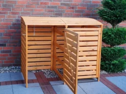 Promadino Mülltonnenboxen|Mülltonnenbox Vario III Kiefernholz 122 cm x 148 cm x 92 Honigfarben