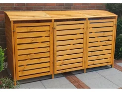 Mülltonnenbox Vario III für 3 Tonnen 122 cm x 92 cm x 219 cm Braun*Promadino New