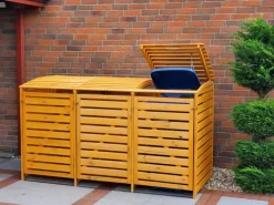 Mülltonnenbox Vario III für 3 Tonnen 122 cm x 92 cm x 219 cm Braun*Promadino New