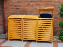 Mülltonnenbox Vario III für 3 Tonnen 122 cm x 92 cm x 219 cm Braun*Promadino New