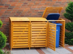 Mülltonnenbox Vario III für 3 Tonnen 122 cm x 92 cm x 219 cm Braun*Promadino New