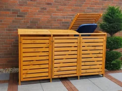 Mülltonnenbox Vario III für 3 Tonnen 122 cm x 92 cm x 219 cm Braun*Promadino New