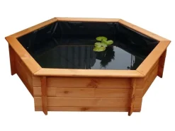 Promadino Rund Um Den Teich|Teichfolien|Sechseck-Hochteich Ø 125 cm inkl. Pumpe 220 Volt aus Kiefernholz