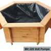 Promadino Teichfolien|Rund Um Den Teich|Sechseck-Hochteich Ø 100 cm inkl. Pumpe 220 Volt aus Kiefernholz