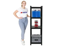 PROREGAL Sportgeräte|Balkonmöbel|All Black Series Schwerlastregal Ragnar für Gesamtlast 500  kg HxBxT 150 x 45 x 45 cm Matt Schwarz Kellerregal Steckregal Garagenregal