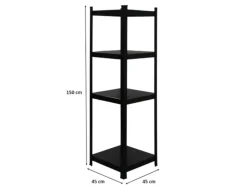 PROREGAL Sportgeräte|Balkonmöbel|All Black Series Schwerlastregal Ragnar für Gesamtlast 500  kg HxBxT 150 x 45 x 45 cm Matt Schwarz Kellerregal Steckregal Garagenregal