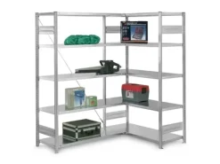 PROREGAL Sportgeräte|Eckregal  Stecksystem T-Profil HxBxT 200 x 130 x 50 cm 5 Ebenen Traglast 124 kg