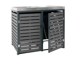 2er Mülltonnenverkleidung Mit Pflanzkasten HxBxT 124x134x84 cm Mülltonne WPC Edelstahl 79kg*PROREGAL Outlet
