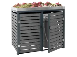 2er Mülltonnenverkleidung Mit Pflanzkasten HxBxT 124x134x84 cm Mülltonne WPC Edelstahl 79kg*PROREGAL Outlet