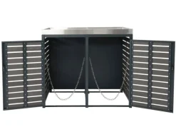 2er Mülltonnenverkleidung Mit Pflanzkasten HxBxT 124x134x84 cm Mülltonne WPC Edelstahl 79kg*PROREGAL Outlet