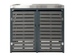 2er Mülltonnenverkleidung Mit Pflanzkasten HxBxT 124x134x84 cm Mülltonne WPC Edelstahl 79kg*PROREGAL Outlet