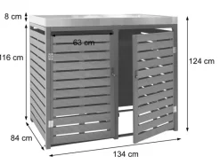 2er Mülltonnenverkleidung Mit Pflanzkasten HxBxT 124x134x84 cm Mülltonne WPC Edelstahl 79kg*PROREGAL Outlet