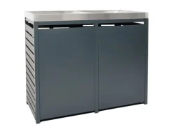 2er Mülltonnenverkleidung Mit Pflanzkasten HxBxT 124x134x84 cm Mülltonne WPC Edelstahl 79kg*PROREGAL Outlet