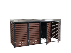 PROREGAL Weitere Ordnungssysteme Für Den Garten|4er Mülltonnenverkleidung Mit Pflanzkasten HxBxT 124x265x84 cm Walnuss-Holzoptik Mülltonne WPC Edelstahl 132kg