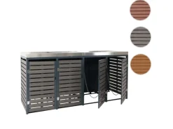 PROREGAL Weitere Ordnungssysteme Für Den Garten|4er Mülltonnenverkleidung Mit Pflanzkasten HxBxT 124x265x84 cm Walnuss-Holzoptik Mülltonne WPC Edelstahl 132kg