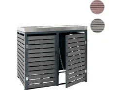 PROREGAL Weitere Ordnungssysteme Für Den Garten|2er Mülltonnenverkleidung Mit Pflanzkasten HxBxT 124x134x84 cm Walnuss-Holzoptik Mülltonne WPC Edelstahl 79kg