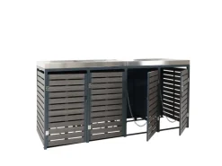 PROREGAL Weitere Ordnungssysteme Für Den Garten|4er Mülltonnenverkleidung Mit Pflanzkasten HxBxT 124x265x84 cm Mülltonne WPC Edelstahl 132kg