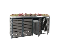PROREGAL Weitere Ordnungssysteme Für Den Garten|4er Mülltonnenverkleidung Mit Pflanzkasten HxBxT 124x265x84 cm Mülltonne WPC Edelstahl 132kg