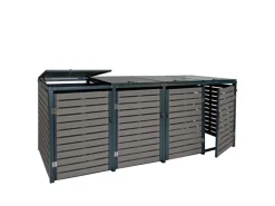 4er Mülltonnenverkleidung HxBxT 119x264x84 cm Mülltonnenbox Mülltonnenabdeckung WPC Metall 130kg*PROREGAL Sale