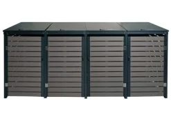4er Mülltonnenverkleidung HxBxT 119x264x84 cm Mülltonnenbox Mülltonnenabdeckung WPC Metall 130kg*PROREGAL Sale