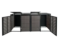 4er Mülltonnenverkleidung HxBxT 119x264x84 cm Mülltonnenbox Mülltonnenabdeckung WPC Metall 130kg*PROREGAL Sale