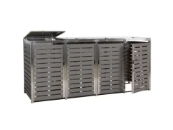 4er Mülltonnenverkleidung HxBxT 120x264x85 cm Mülltonnenbox Mülltonnenabdeckung WPC Edelstahl 128kg*PROREGAL