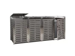 4er Mülltonnenverkleidung HxBxT 120x264x85 cm Mülltonnenbox Mülltonnenabdeckung WPC Edelstahl 128kg*PROREGAL