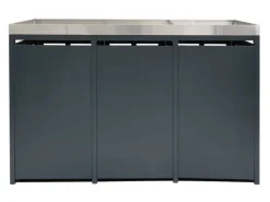 PROREGAL Weitere Ordnungssysteme Für Den Garten|3er Mülltonnenverkleidung Mit Pflanzkasten HxBxT 124x200x84 cm Walnuss-Holzoptik Mülltonne WPC Edelstahl 107kg