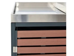 PROREGAL Weitere Ordnungssysteme Für Den Garten|3er Mülltonnenverkleidung Mit Pflanzkasten HxBxT 124x200x84 cm Walnuss-Holzoptik Mülltonne WPC Edelstahl 107kg