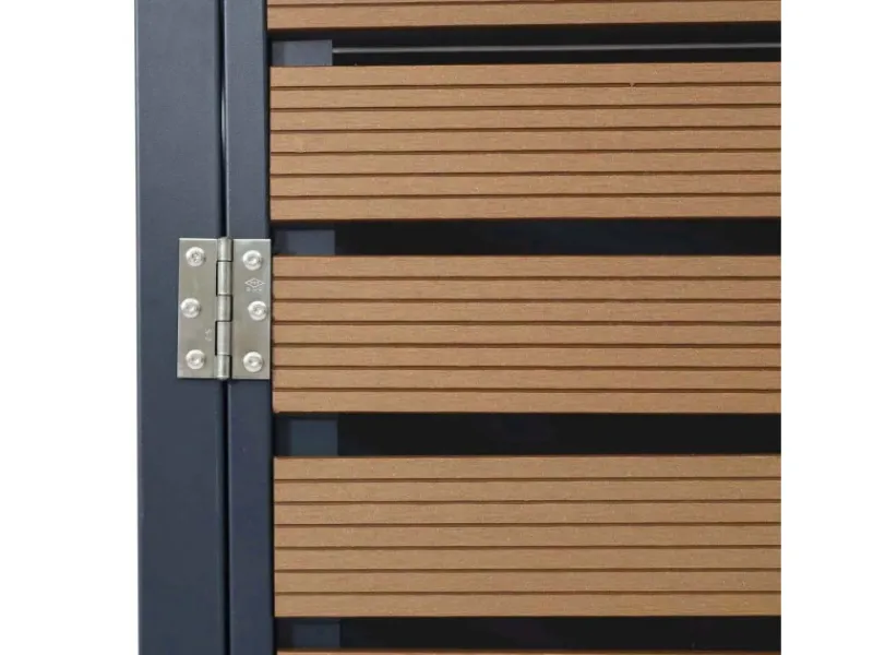 3er Mülltonnenverkleidung Mit Pflanzkasten HxBxT 124x200x84 cm Teak-Optik Mülltonne WPC Edelstahl 107kg*PROREGAL New