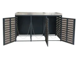 3er Mülltonnenverkleidung Mit Pflanzkasten HxBxT 124x200x84 cm Mülltonne WPC Edelstahl 107kg*PROREGAL Online