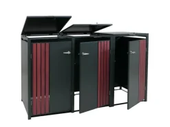 PROREGAL Weitere Ordnungssysteme Für Den Garten|3er-Mülltonnenverkleidung Mit Deckel HxBxT 122x200x84 cm Anthrazit Holzoptik Dunkel Mülltonne 83kg