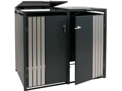 2er-Mülltonnenverkleidung Mit Deckel HxBxT 122x132x84 cm Anthrazit Edelstahl Mülltonne 53kg*PROREGAL Hot