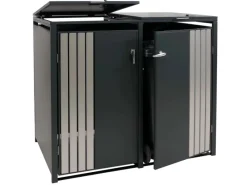 2er-Mülltonnenverkleidung Mit Deckel HxBxT 122x132x84 cm Anthrazit Edelstahl Mülltonne 53kg*PROREGAL Hot