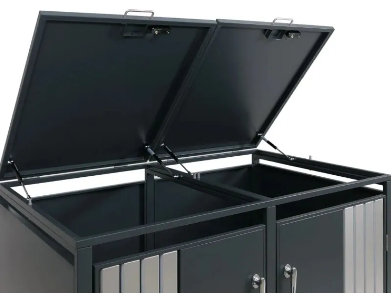 2er-Mülltonnenverkleidung Mit Deckel HxBxT 122x132x84 cm Anthrazit Edelstahl Mülltonne 53kg*PROREGAL Hot