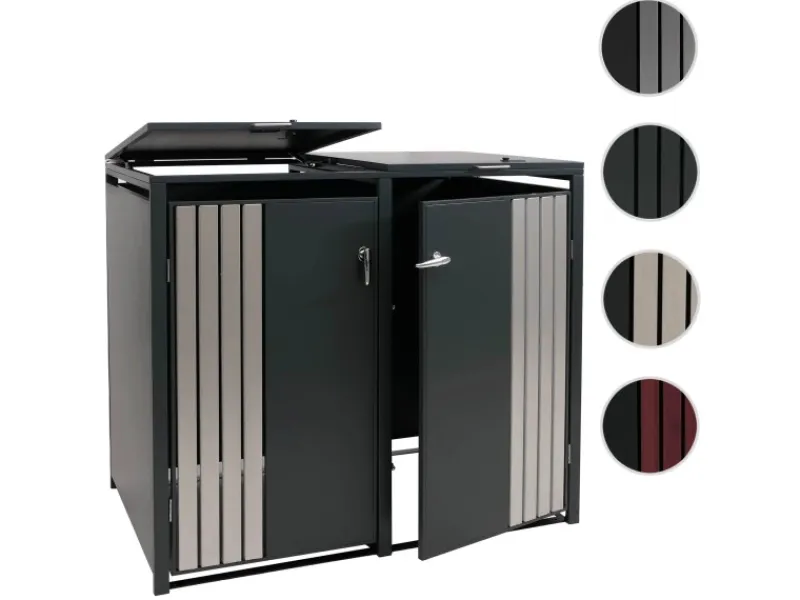 2er-Mülltonnenverkleidung Mit Deckel HxBxT 122x132x84 cm Anthrazit Edelstahl Mülltonne 53kg*PROREGAL Hot