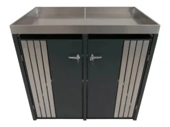 2er-Mülltonnenverkleidung Mit Pflanzkasten HxBxT 125x132x84 cm Anthrazit Edelstahl Mülltonne 55kg*PROREGAL Outlet