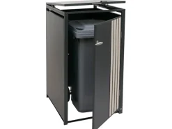 PROREGAL Weitere Ordnungssysteme Für Den Garten|1er-Mülltonnenverkleidung Mit Deckel HxBxT 122x68x84 cm Anthrazit Holzoptik Hell Mülltonne 35kg