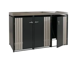 3er-Mülltonnenverkleidung Mit Pflanzkasten HxBxT 125x196x84 cm Anthrazit Holzoptik Hell Mülltonne 75kg*PROREGAL Hot