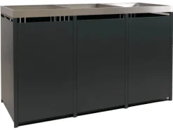 3er-Mülltonnenverkleidung Mit Pflanzkasten HxBxT 125x196x84 cm Anthrazit Holzoptik Hell Mülltonne 75kg*PROREGAL Hot