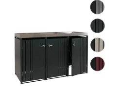 3er-Mülltonnenverkleidung Mit Pflanzkasten HxBxT 125x196x84 cm Anthrazit Holzoptik Hell Mülltonne 75kg*PROREGAL Hot