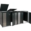 PROREGAL Weitere Ordnungssysteme Für Den Garten|4er-Mülltonnenverkleidung Mit Deckel HxBxT 122x250x84 cm Anthrazit Edelstahl Mülltonne 104kg