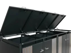 PROREGAL Weitere Ordnungssysteme Für Den Garten|4er-Mülltonnenverkleidung Mit Deckel HxBxT 122x250x84 cm Anthrazit Edelstahl Mülltonne 104kg