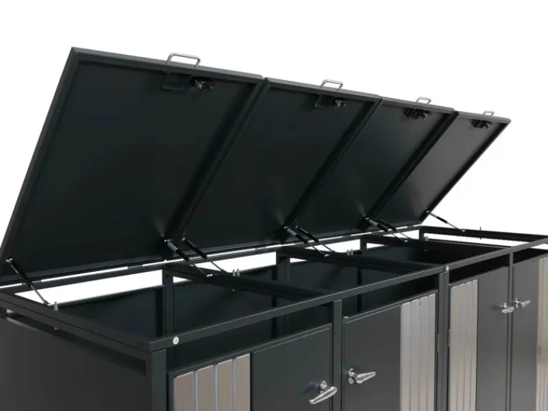 PROREGAL Weitere Ordnungssysteme Für Den Garten|4er-Mülltonnenverkleidung Mit Deckel HxBxT 122x250x84 cm Anthrazit Edelstahl Mülltonne 104kg