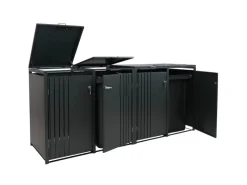 PROREGAL Weitere Ordnungssysteme Für Den Garten|4er-Mülltonnenverkleidung Mit Deckel HxBxT 122x250x84 cm Anthrazit Edelstahl Mülltonne 104kg